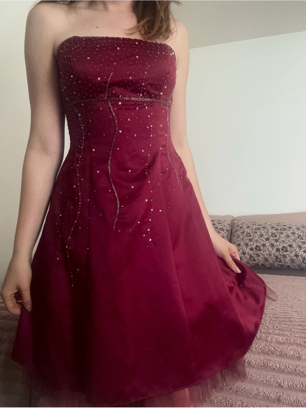 Vintage 90s Morgan & Co Maroon Dress SZ S